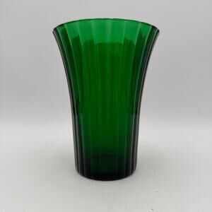 Vintage Emerald Green Ribbed Flared Vase Napco 7.5" Made in USA 1161